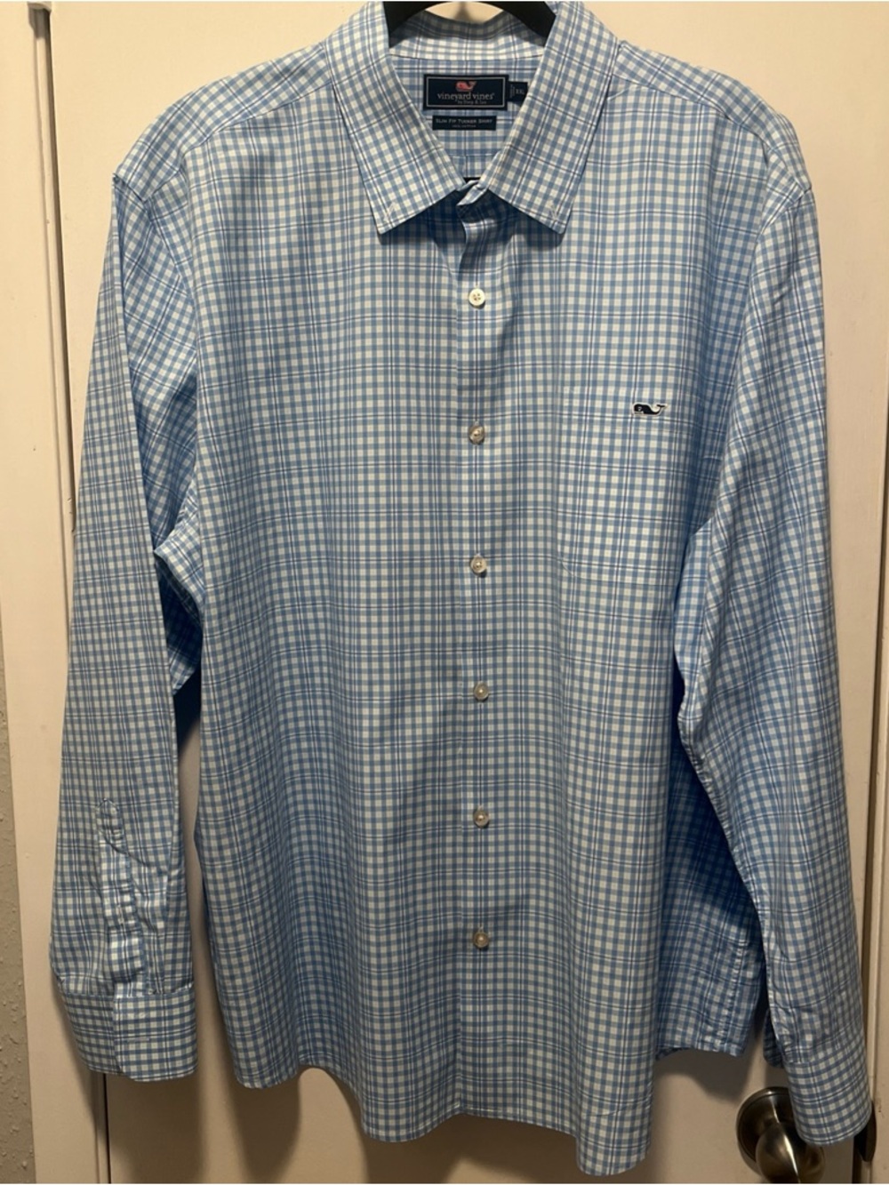 Vineyard Vines Light Blue Plaid Men's Button-Down Shirt xxl